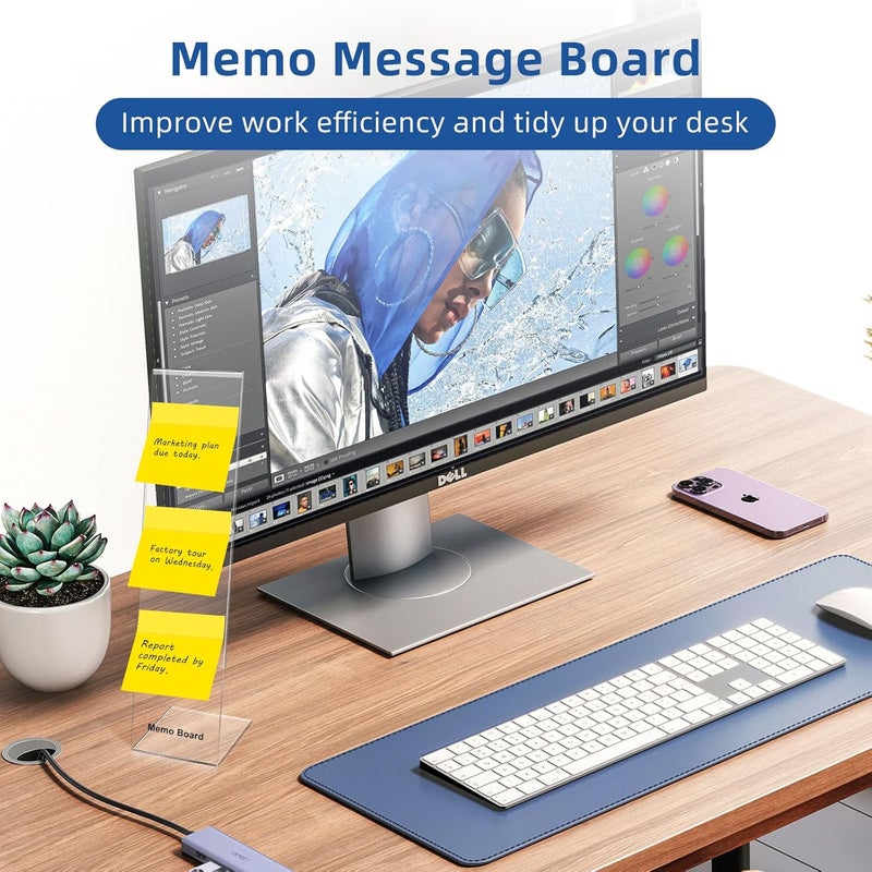 Gelite حامل لوحة ملاحظات المراقب بجوار شاشة الكمبيوتر حامل ملاحظات لاصق لوحة رسائل تذكير للمكتب، عبوة من 4، شفاف - Image 4